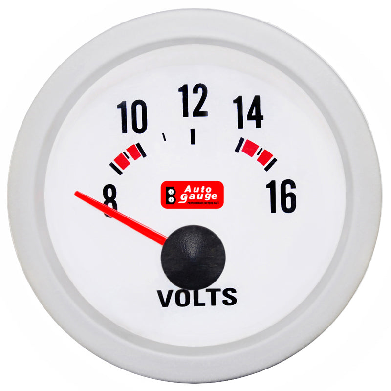 Волтметър бял 2 инча Auto Gauge