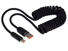 WAYME USB-C кабел за зареждане със спираловиден дизайн в черно, 50–180 см
