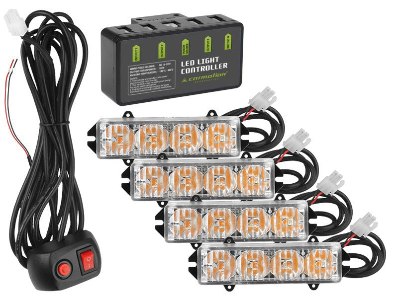 Комплект предупредителни лампи CARMOTION 12V 16W с 4 броя и дистанционно управление
