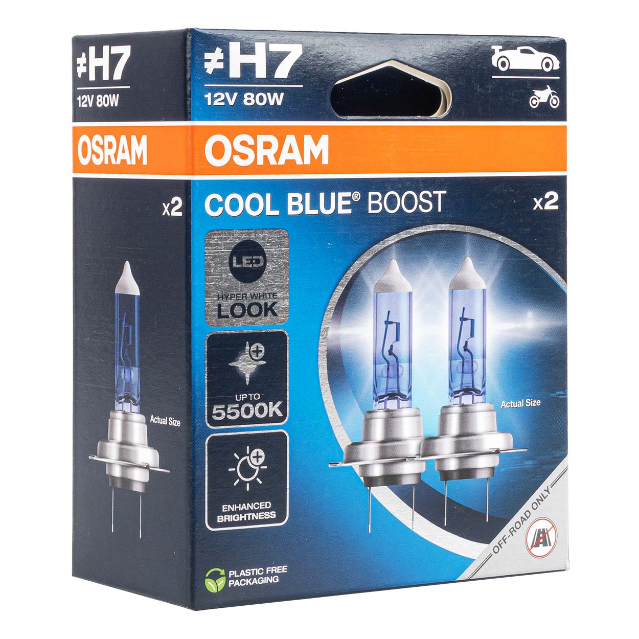 Osram H7 Cool Blue Boost халогенни крушки 12 V 80 W с цокъл PX26d