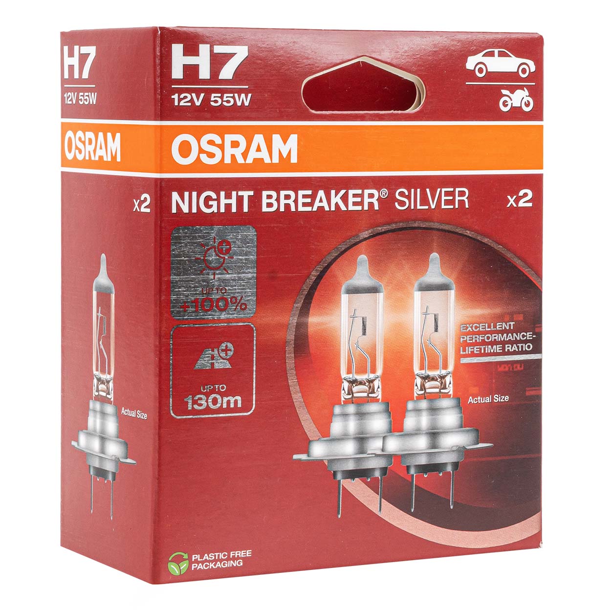 Osram H7 NIGHT BREAKER SILVER halogenpærer, 2 stk.