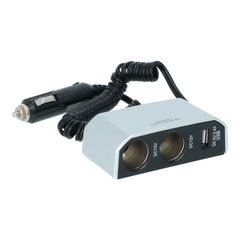 Carpoint двоен адаптер 2x12V 1xUSB-A 2,4A 