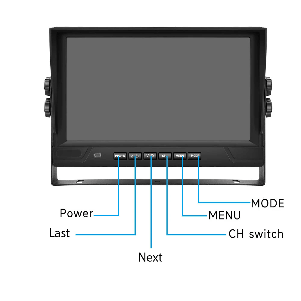Bakkamerasystem med 9" Skærm og 4 Kameraer - 9" IPS HD-display med kontrolknapper