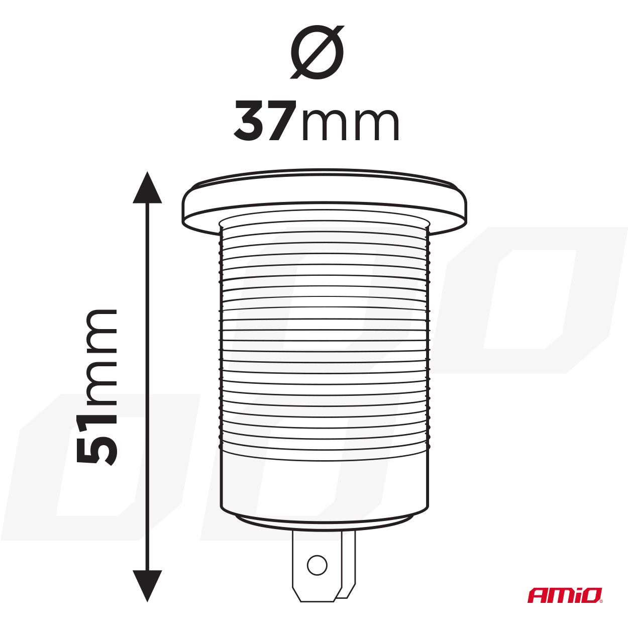 Teknisk illustration af USB-oplader til 12-24 V