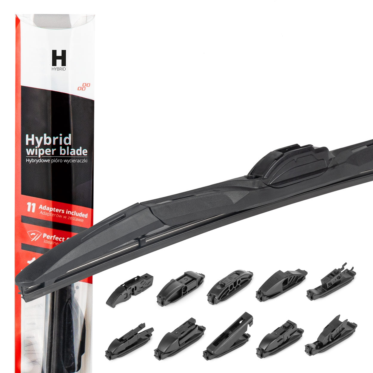 Hybrid vinduesvisker på 450 mm med adaptere