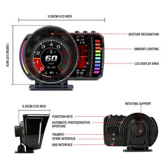 3.5" Head-Up Display (HUD) за автомобил – цифров скоростомер с OBD2 