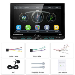 1 DIN автомобилно радио с 7" регулируем тъчскрийн – Apple CarPlay & Android Auto 