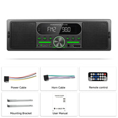 1 DIN автомобилно радио с вграден високоговорител, Bluetooth, FM/AM и MP3 плейър 