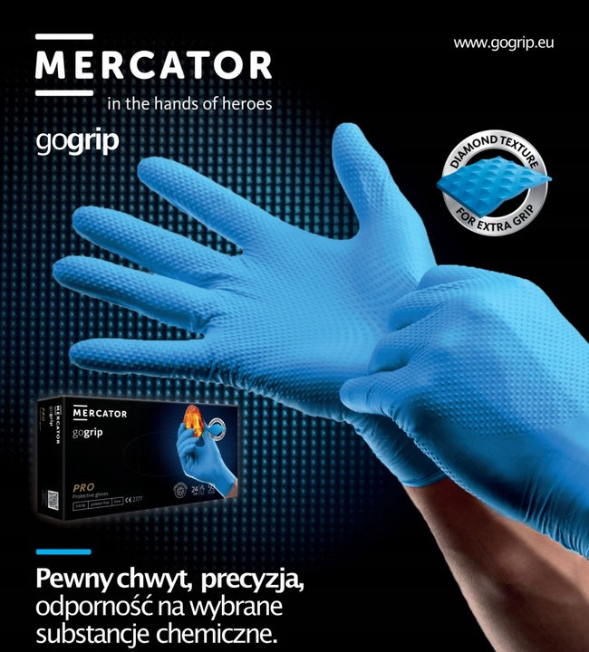 GoGrip sorte nitrilhandsker med 3D-diamantstruktur