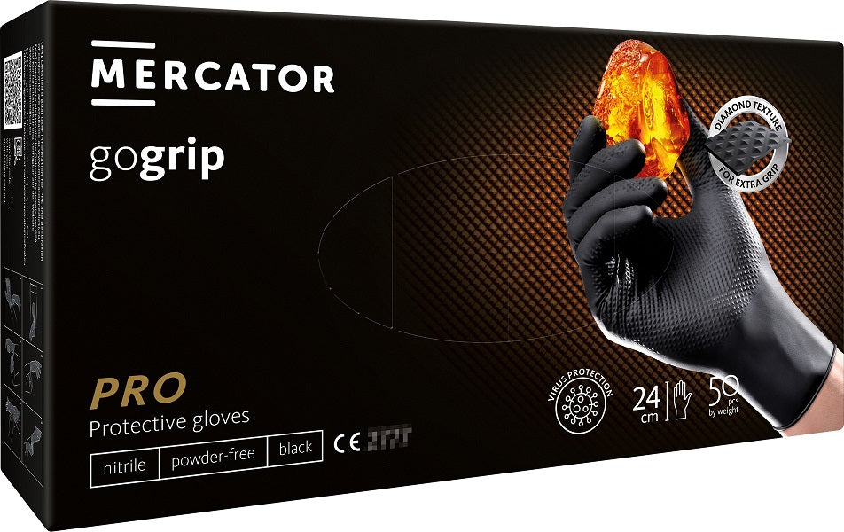 Sorte GoGrip nitrilhandsker i størrelse XXL
