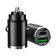 Kompakt bil-lader med USB-A og USB-C – understøtter hurtigopladning – Bilmedie.dk